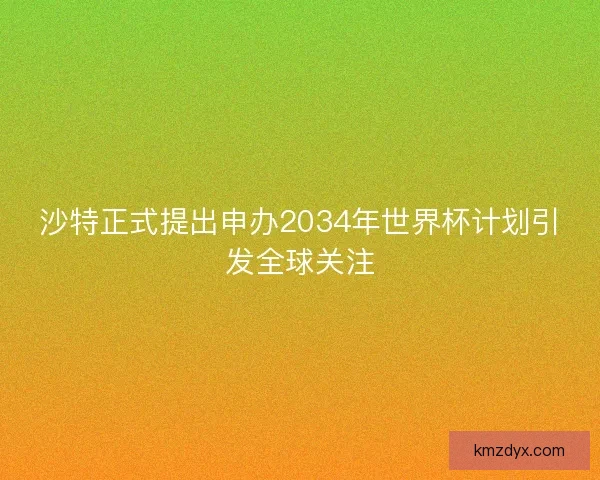 沙特正式提出申办2034年世界杯计划引发全球关注